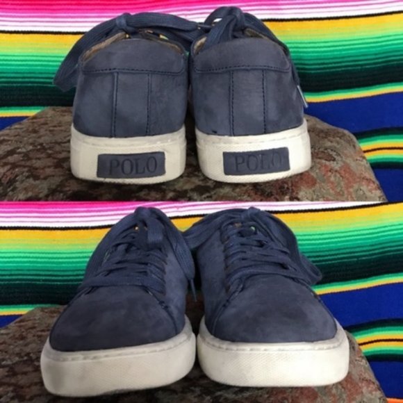 Polo Ralph Lauren Leather Blue Jermain Sneakers - Picture 6 of 8